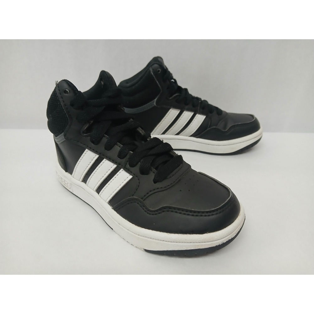 Adidas Kids Hoops 3.0 Mid K Athletic Shoes GW0402 Black White Sz 10.5
